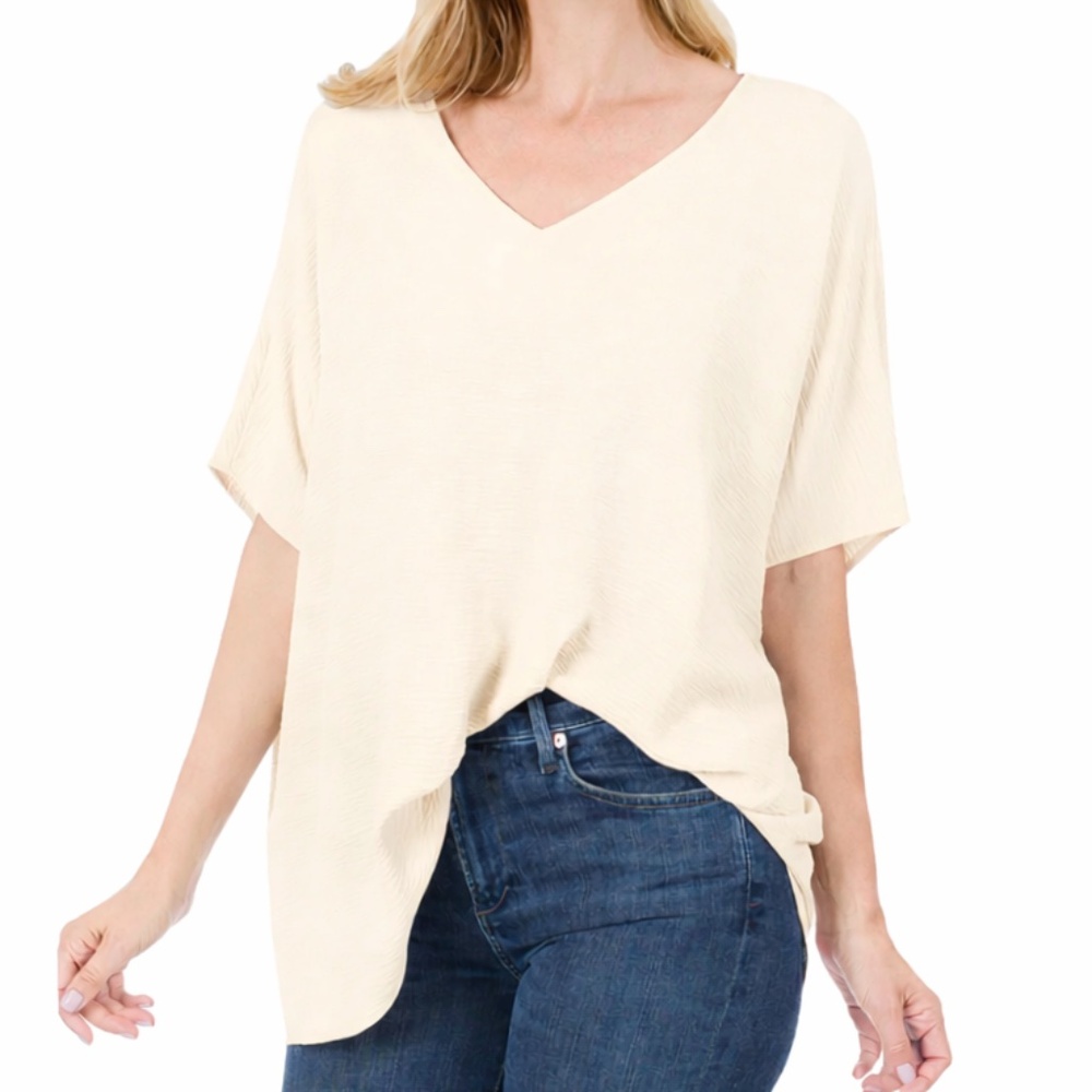 Spin USA Size 2X Taupe Woven Top with Dolman Sleeves
